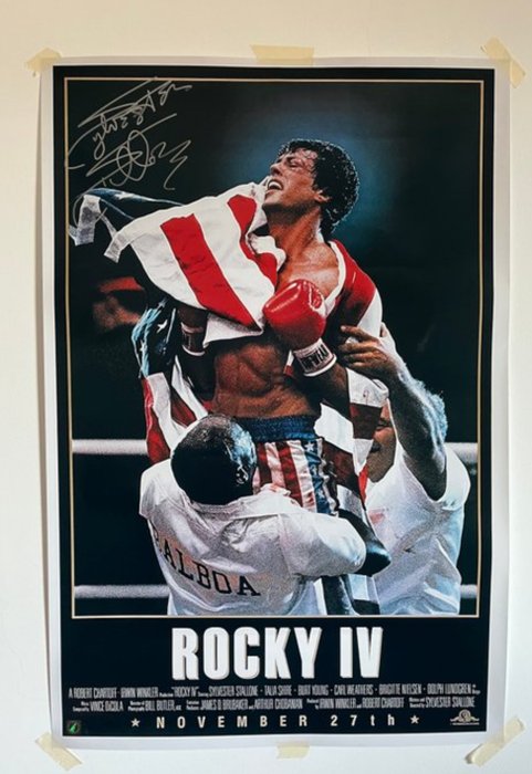 Rocky - Sylvester Stallone signed Rocky IV poster (24x36 inch)  - Authentic Signings COA