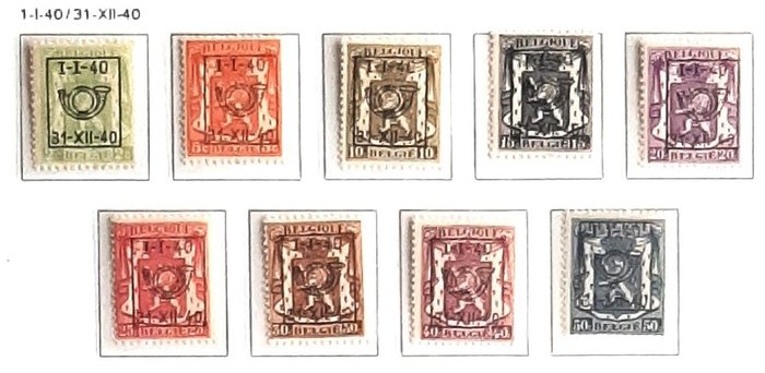 Belgien 1939/1941 - præstemplet serie PREO 17/21 - OBP/COB PRE428/474