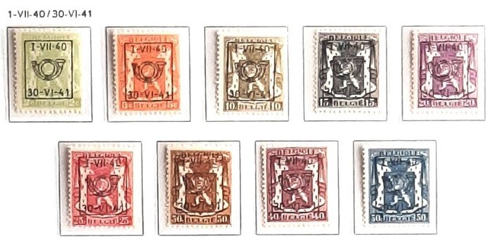 Belgien 1939/1941 - præstemplet serie PREO 17/21 - OBP/COB PRE428/474