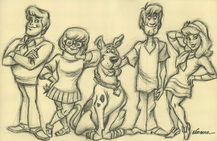 Joan Vizcarra - Scooby-Doo - Original Pencil Drawing - 52 x 30 cm - Hand Signed