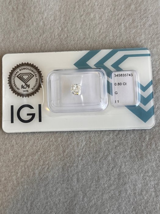 1 pcs Diamant  (Natur)  - 0.80 ct - Radiant - G - I1 - International Gemological Institute (IGI)