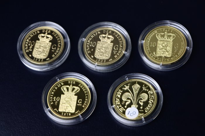 Holland Token Lot van Vergulde 24K Munten Naslagen (5 Stuks)  (Ingen mindstepris)