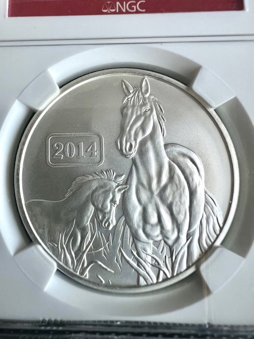 Tokelau. 5 Dollars 2014 Year of the Horse 1 oz .999 - MS70 (Top Pop), Early Releases  (Ingen mindstepris)