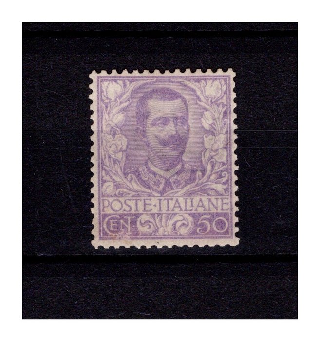 Italien Kongerige 1901/1901 - Fantastisk blomstret 50 cent. velcentreret MNH certificeret Diena - Sassone 76