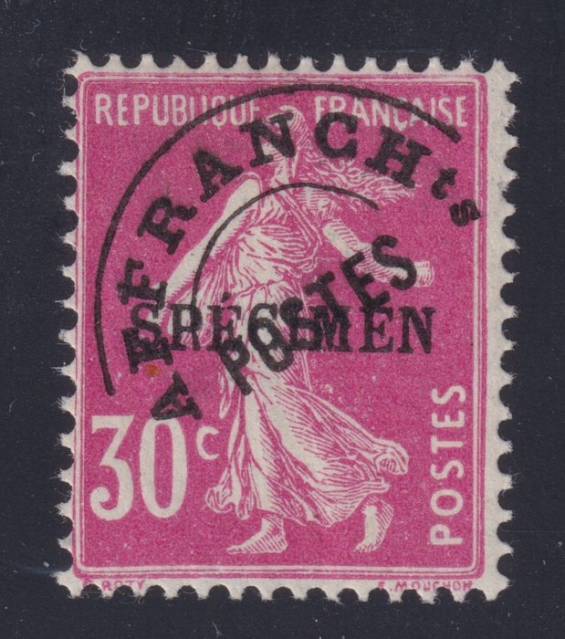 Frankrig 1923 - Forudstemplet instruktionsstempel, nr. 59-Ci 1 "Eksemplar", Ny*, signeret kalve. - Yvert