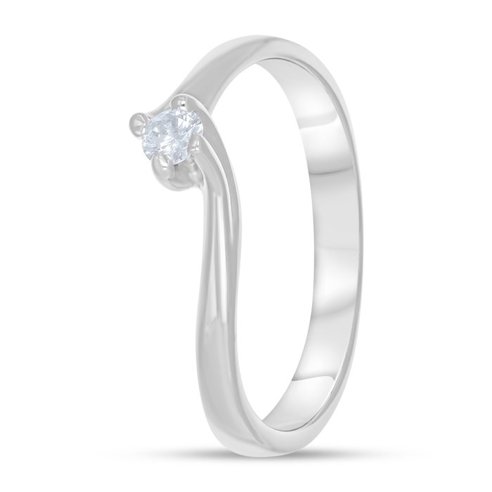 Ring - 18 kraat Hvidguld -  0.09ct. tw. Diamant (Natur)