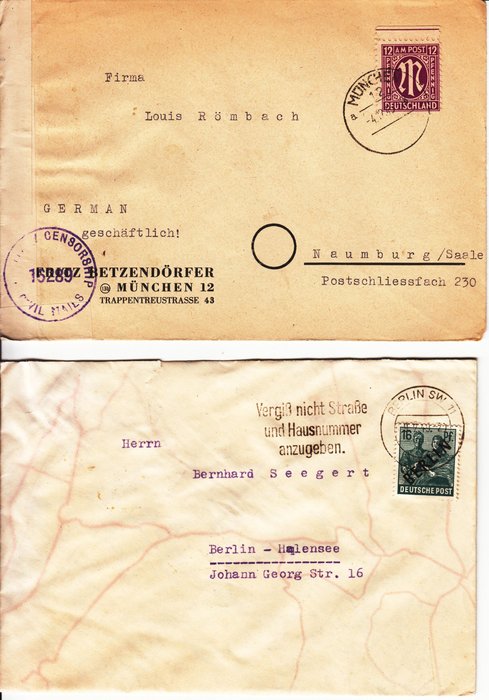 Tyskland  - Udvalg af breve og kort fra BRD, DDR og Vestberlin fra 1945