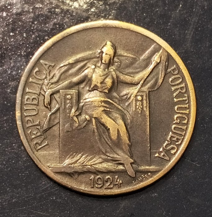 Portugal. Republic. 50 centavos - 1924 - Bronze/Alumínio - Rara