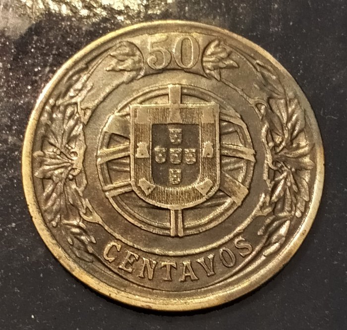 Portugal. Republic. 50 centavos - 1924 - Bronze/Alumínio - Rara