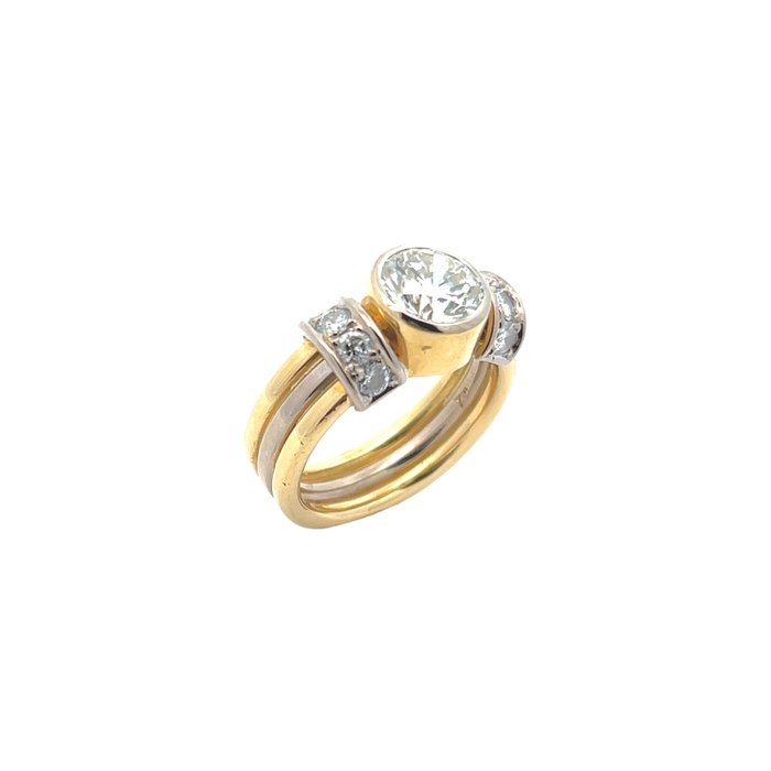 Ring - 18 kraat Gulguld, Hvidguld -  2.40ct. tw. Diamant (Natur) - Diamant