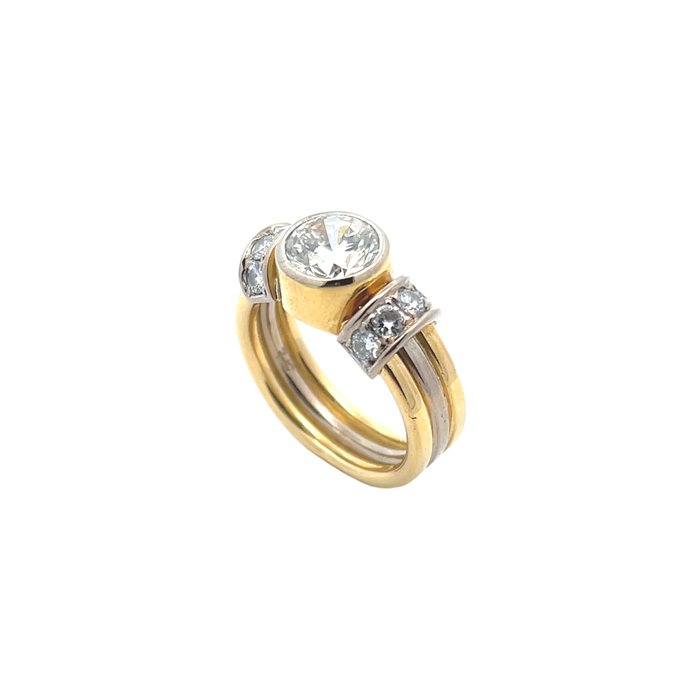 Ring - 18 kraat Gulguld, Hvidguld -  2.40ct. tw. Diamant (Natur) - Diamant