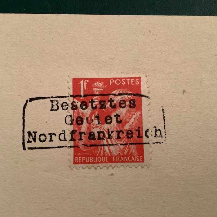 Tyske Rige - Besættelse af Frankrig (1941-1945) 1941 - Dunkerque: 1 Fr Iris på forsiden af brevet mærket Roumet og kalve - Michel 85