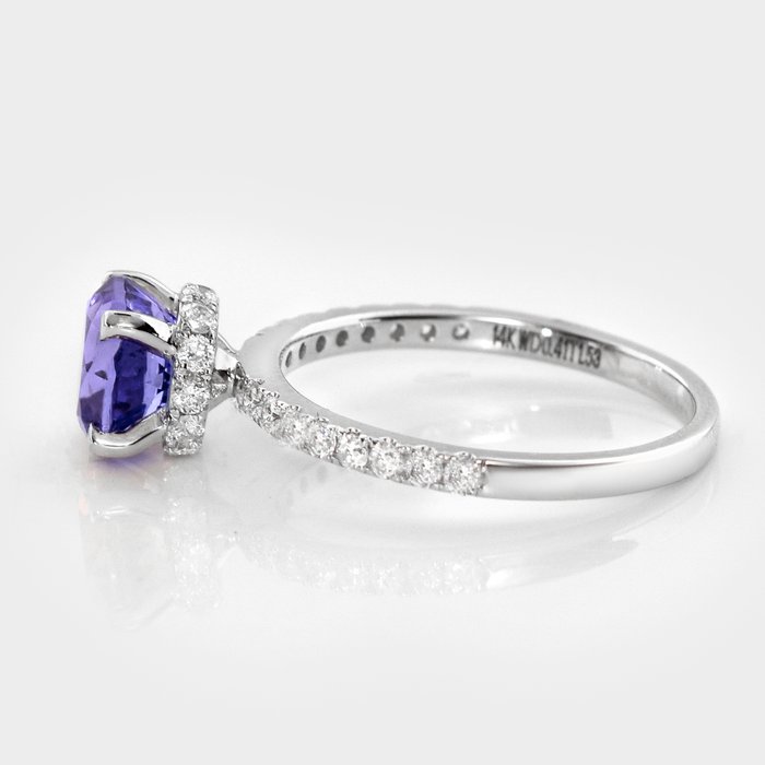 Ingen mindstepris - Ring - 14 karat Hvidguld -  1.94ct. tw. Tanzanit - Diamant - IGI 1,53 ct lavendel