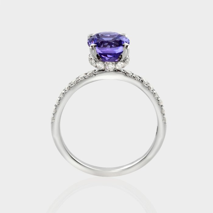 Ingen mindstepris - Ring - 14 karat Hvidguld -  1.94ct. tw. Tanzanit - Diamant - IGI 1,53 ct lavendel