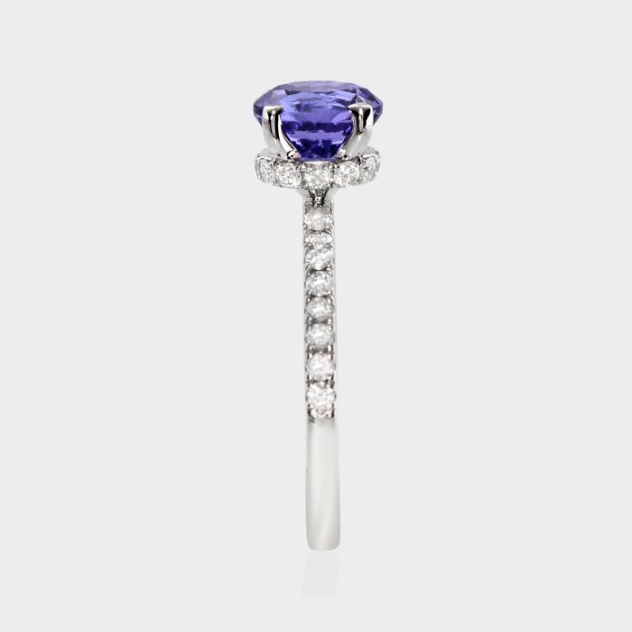 Ingen mindstepris - Ring - 14 karat Hvidguld -  1.94ct. tw. Tanzanit - Diamant - IGI 1,53 ct lavendel