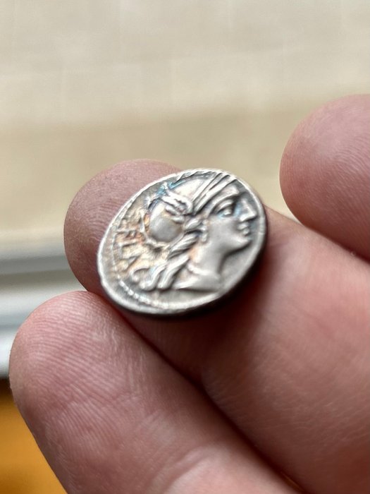 Romerska republiken L Rutilius Flaccus 77 BC Denarius