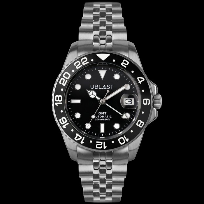 Ublast - Automatic Diver GMT - UBDGMJ40BK - Ingen mindstepris - Jubilee Strap - Mænd - Ny