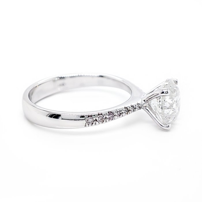 Ring - 14 karat Hvidguld -  2.11ct. tw. Diamant (Natur) - Diamant