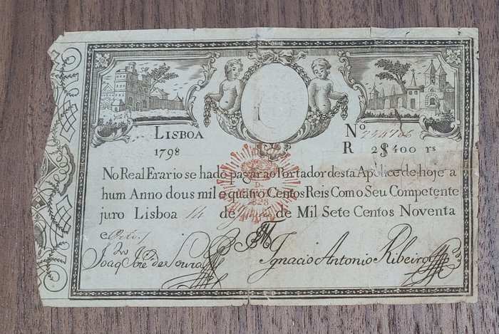 Portugal. - 2400 Reis 1828 (old date 1798) - Don Miguel I - Pick 34b  (Ingen mindstepris)