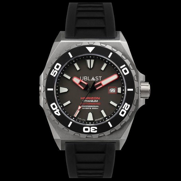 Ublast - Horizon Titanium - Professional Diver - REF.UBHO45BK - Automatic Swiss MOVT - Mænd - Ny