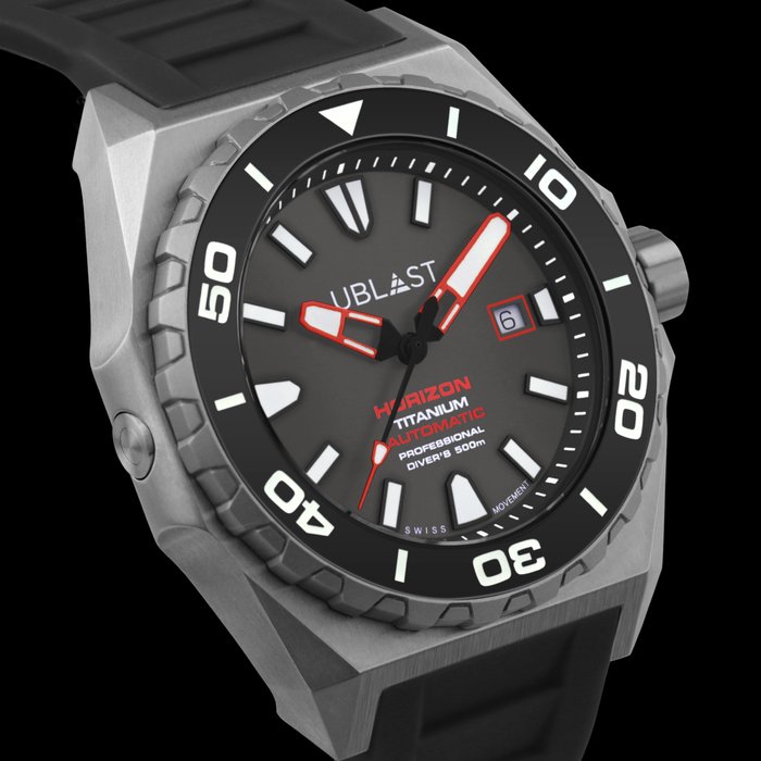 Ublast - Horizon Titanium - Professional Diver - REF.UBHO45BK - Automatic Swiss MOVT - Mænd - Ny