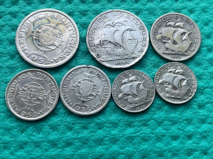 Portugal Portugisisk Mozambique Republic Lot of 6 silver coins 1934/1955  (Ingen mindstepris)