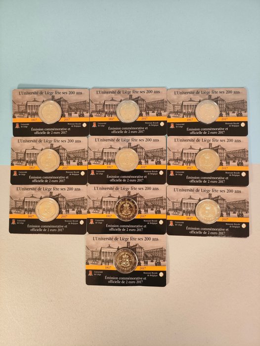 Belgien. 2 Euro 2017 "Università di Liegi" (10 coincards) versione francese  (Ingen mindstepris)