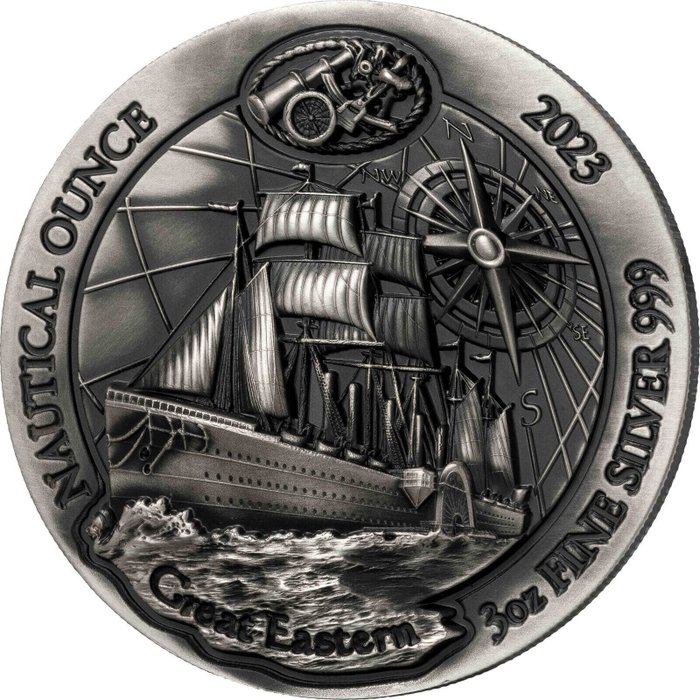 Rwanda 1000 Francs 2023 Great Eastern - Nautical Ounce - Silber Antik 3 Oz (999)