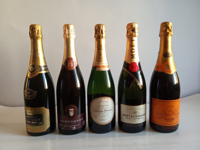 Laurent-Perrier, Moët  Chandon, Veuve Clicquot - Champagne - 5 Flaske (0,75L)