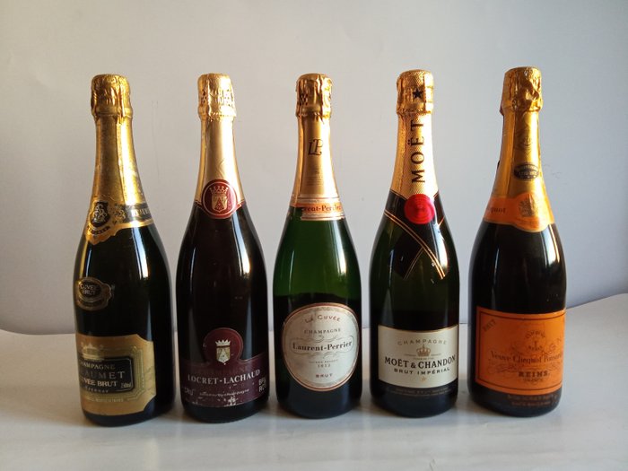 Laurent-Perrier, Moët  Chandon, Veuve Clicquot - Champagne - 5 Flaske (0,75L)