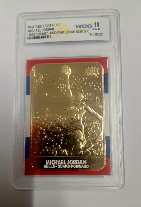 1998 Fleer 23KT Gold Michael Jordan 1986 Rookie- Red/White/Blue border WCG 10 - 1 Graded card