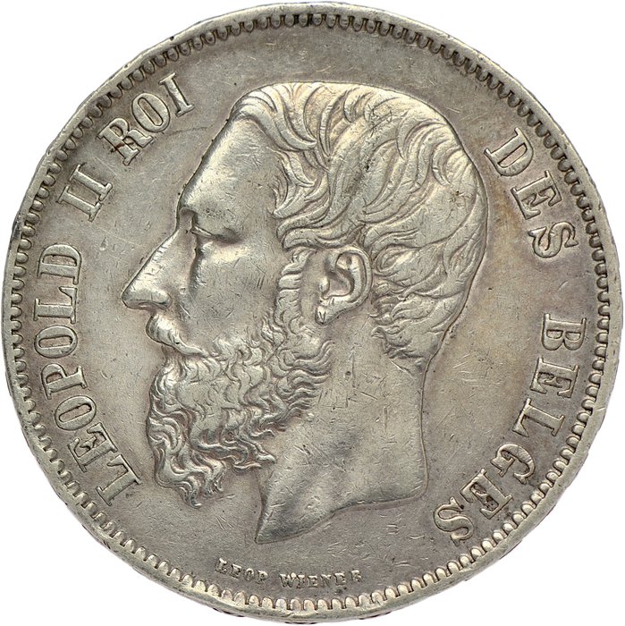 Belgien Leopold II (1865-1909) 5 Francs 1865 - pos A - mintage: unknown (low) - SCARCE