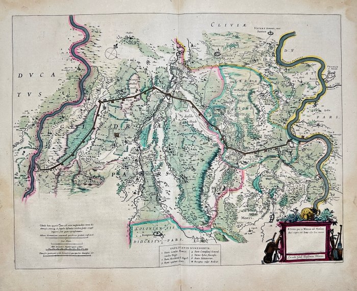 Holland - Gelderland / Kort over Fossa Eugeniana; Willem Janszoon Blaeu - Fossa quae a Rheno ad Mosam duci coepta ets Anno MDCXXVI - 1621-1650