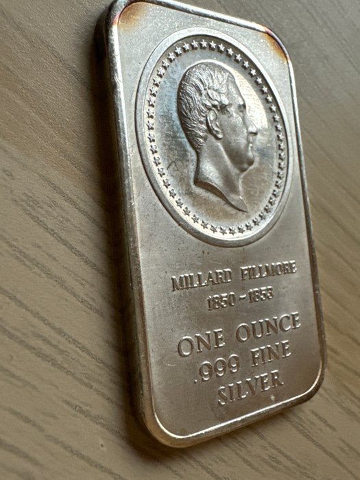 Förenta staterna. Silver bar Millard Fillmore Reliefprägung - 1 oz  (Ingen mindstepris)