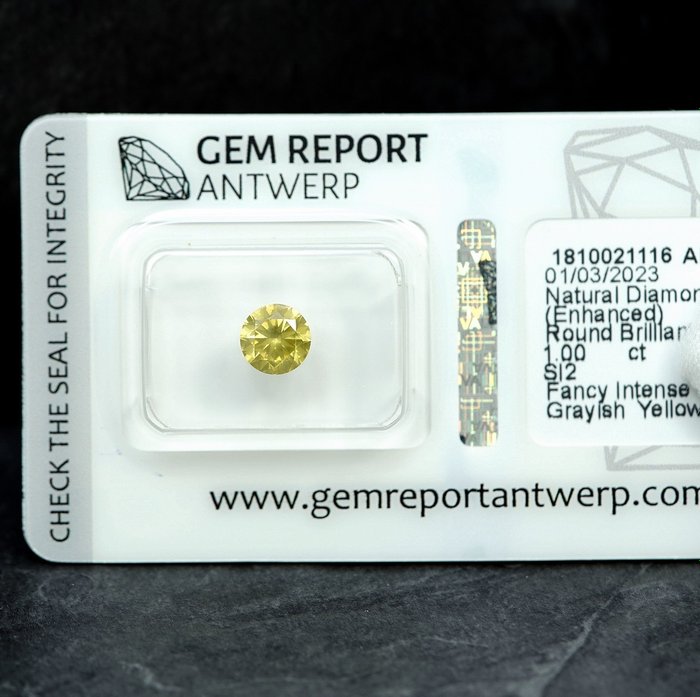 1 pcs Diamant  (Farvebehandlet)  - 1.00 ct - SI2 - Gem Report Antwerp (GRA)