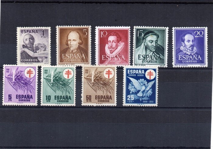 Spanien 1950/1952 - Årgange 1950/1952 komplette undtagen 1075/83 og 1088/1090 - EDIFIL