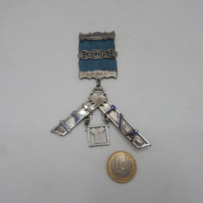 Ukendt - Badge - Masonic vrijmetselarij groot bijzonder zilveren past master juweel - 20. - først i (2. verdenskrig)