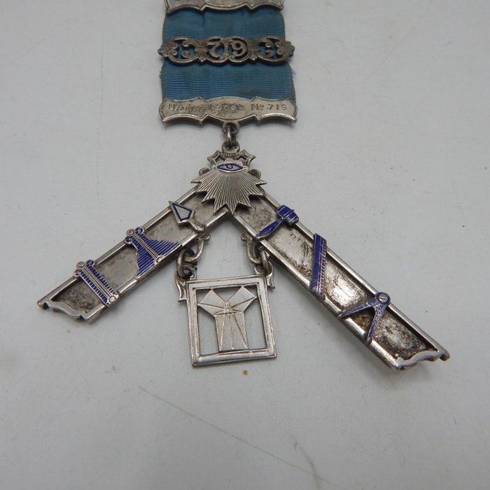 Ukendt - Badge - Masonic vrijmetselarij groot bijzonder zilveren past master juweel - 20. - først i (2. verdenskrig)