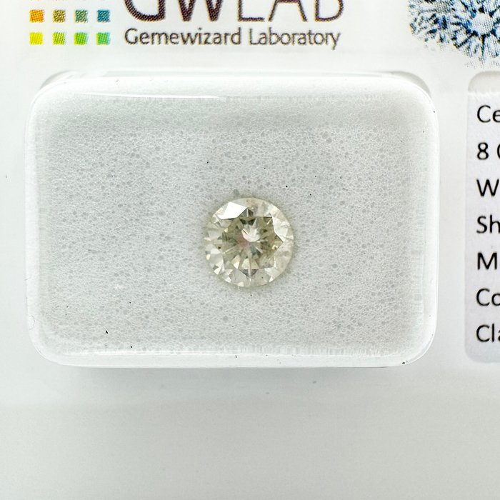 Ingen mindstepris - 1 pcs Diamant  (Natur)  - 0.59 ct - Rund - J - SI2 - Gemewizard Gemological Laboratory (GWLab)