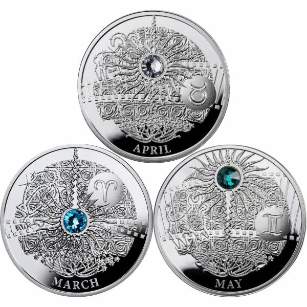 Niue. 1 Dollar 2013/2014 Magic Stones of Happiness - March / April / May, Proof  (Ingen mindstepris)