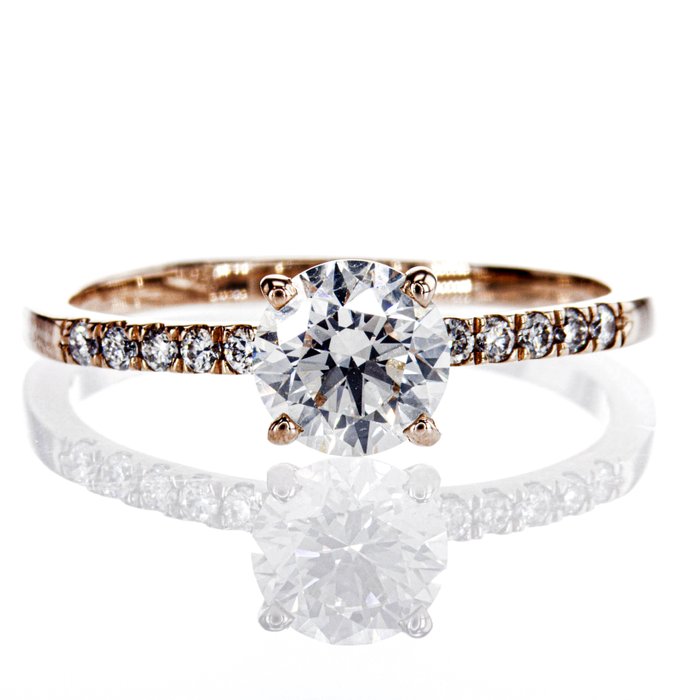 Ingen mindstepris - Forlovelsesring - 14 karat Rosaguld -  112ct tw Diamant (Natur)