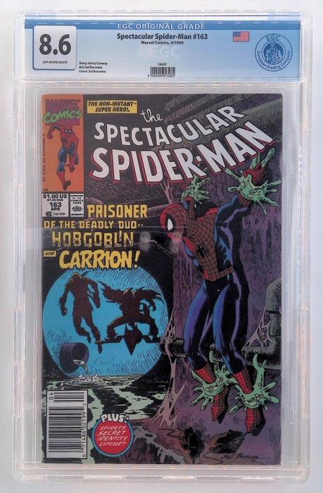 Spectacular Spider-Man #163 - EGC graded 8.6 - 1 Graded comic - 1990