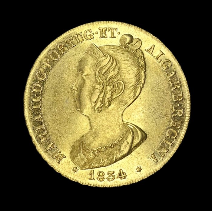 Portugal. D. Maria II (1834-1853). Peça (7.500 Reis) 1835 - Lisboa - 3º Tipo - Escassa