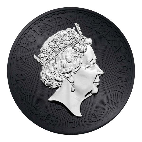 Storbritannien. 2 Pounds 2023 Queen Britannia Flag - Colorized Black Platinum, 1 Oz (.999)  (Ingen mindstepris)