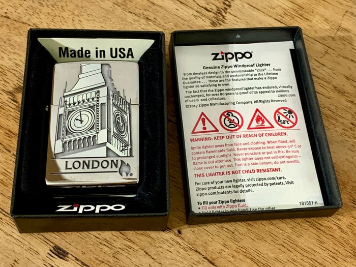 Zippo - London North - Lighter - Stål (rustfrit)