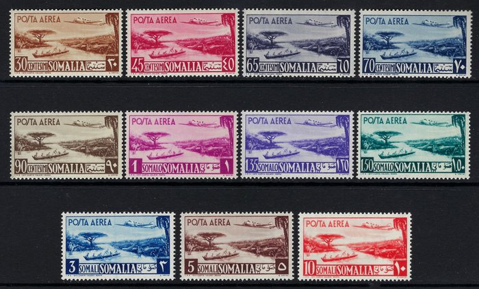 Italienske Somalia 1950/51 - Landskaber os Somalia Airmail sæt - N. 1/11