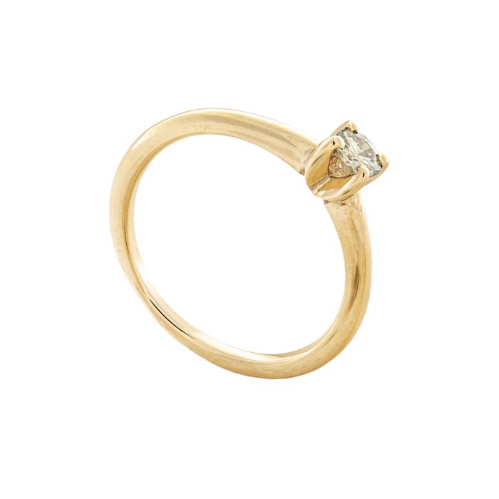 Ingen mindstepris - Ring - 14 karat Gulguld -  0.18ct. tw. Gul Diamant (Naturfarvet)