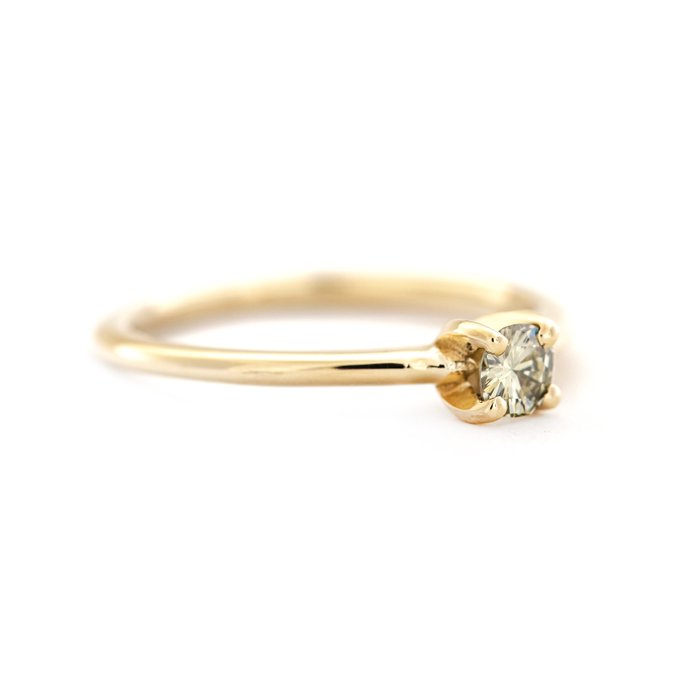 Ingen mindstepris - Ring - 14 karat Gulguld -  0.18ct. tw. Gul Diamant (Naturfarvet)