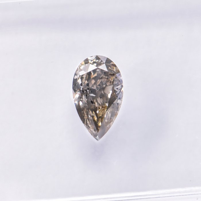 Ingen mindstepris - 1 pcs Diamant  (Naturfarvet)  - 0.50 ct - Pære - Fancy Grå, Grønlig Gul - I1 - International Gemological Institute (IGI)