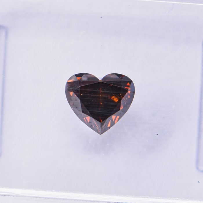 Ingen mindstepris - 1 pcs Diamant  (Naturfarvet)  - 058 ct - Hjerte - Fancy dark Orange nuance Brun - SI1 - International Gemological Institute (IGI)